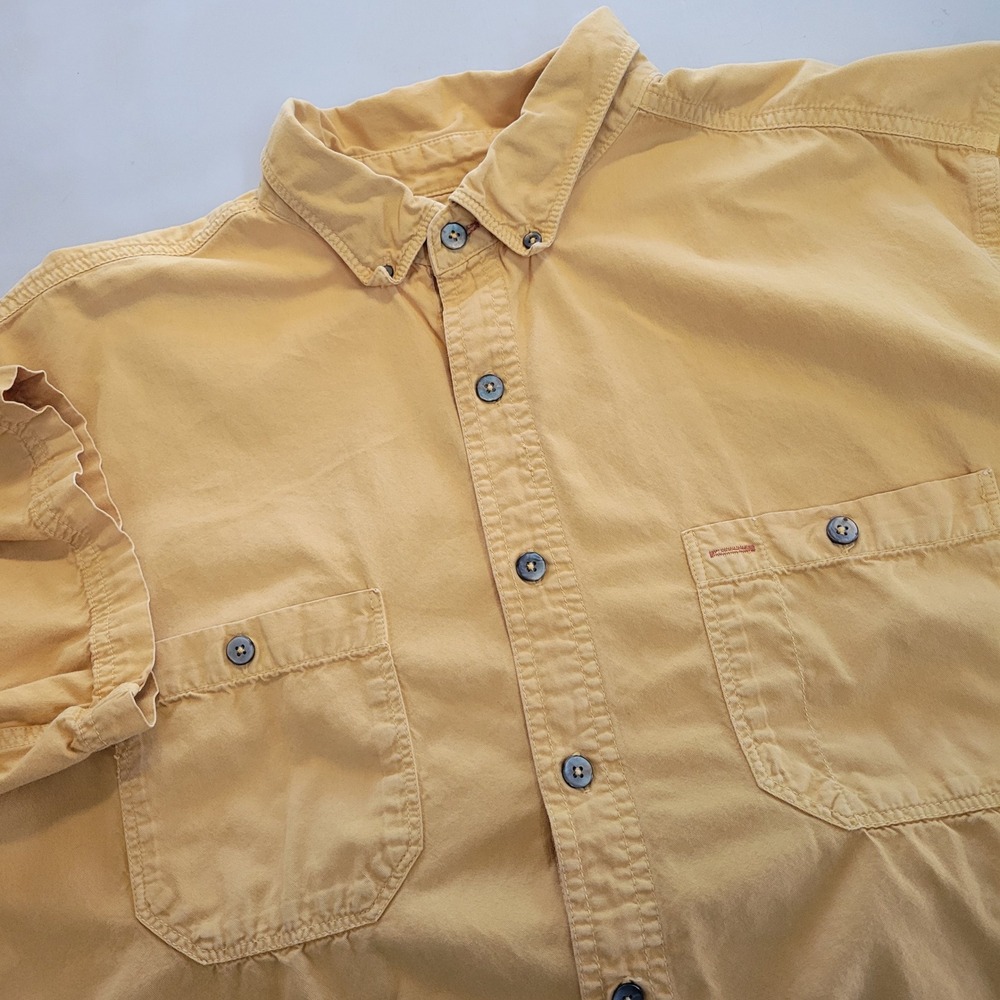 Territory Ahead Mens XLT Mustard Yellow Cotton Short Sleeve Button Up Shirt